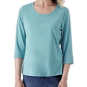 Denim & Co. Essentials Perfect Jersey U-Neck 3/4 Sleeve Top LARGE (2001)